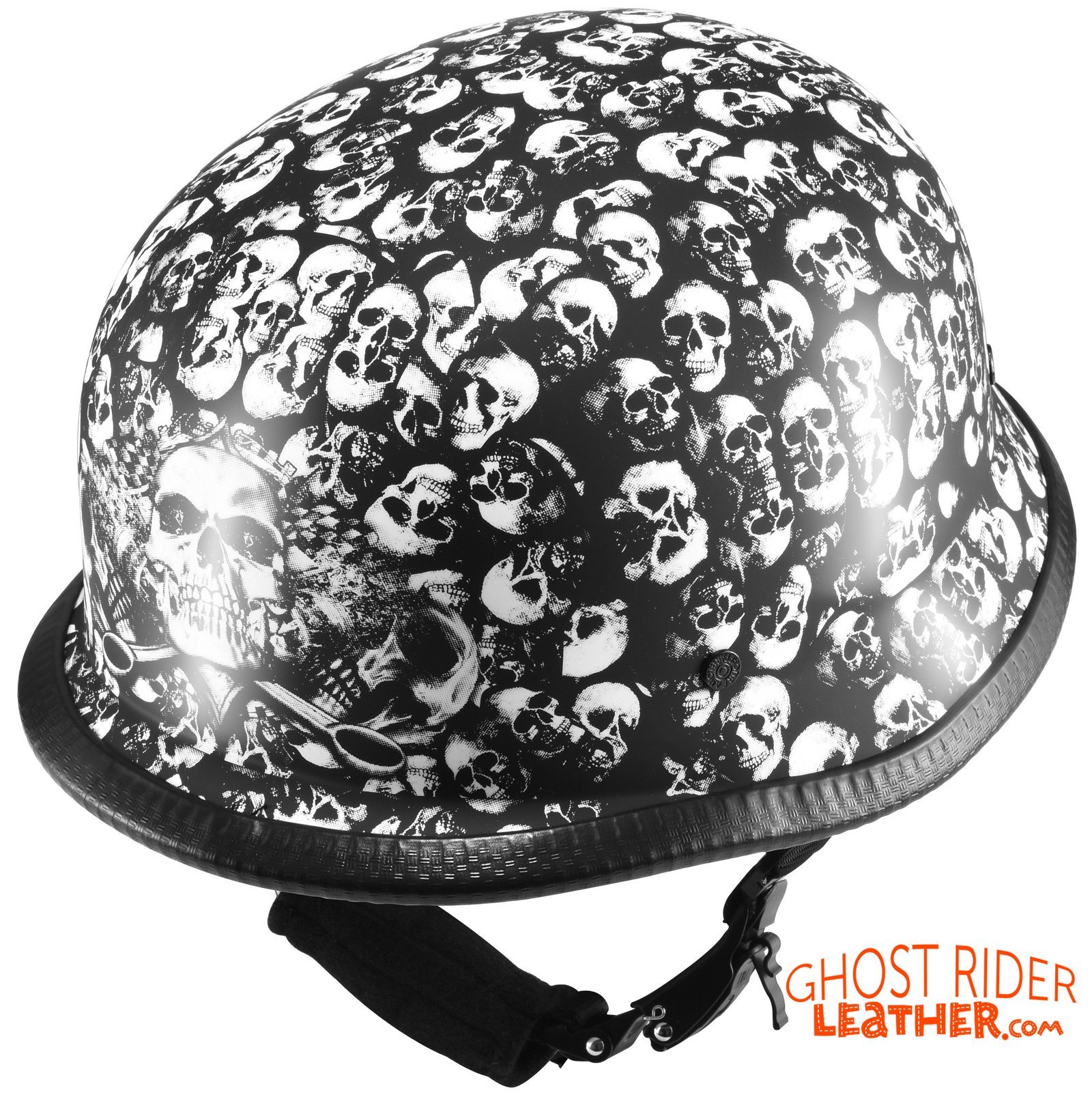 Novelty Motorcycle Helmet - White Skull Boneyard - German - H402-D3-WHITE-DL - Image 6