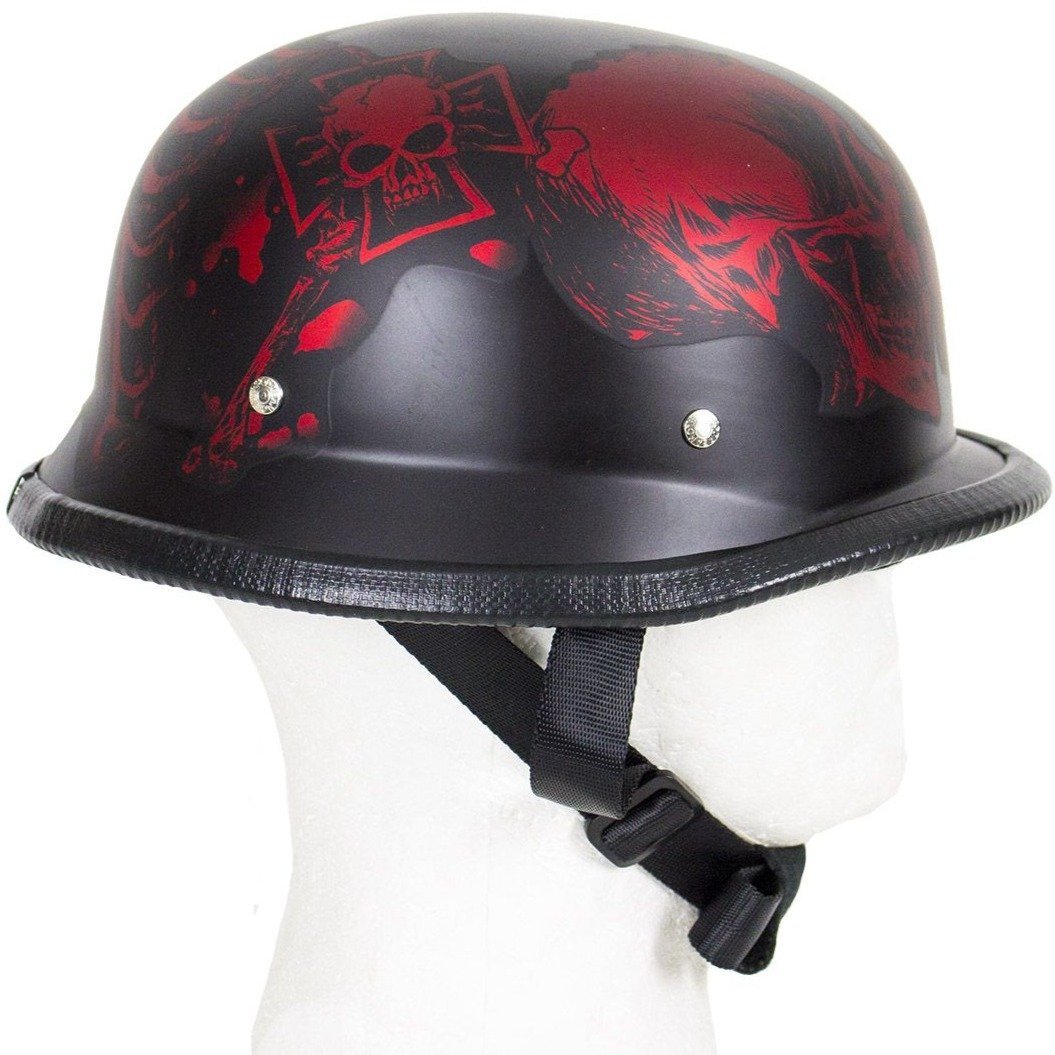 Novelty Motorcycle Helmet - Matte Burgundy Horned Skeletons - H502-D5-BURG-DL - Image 4