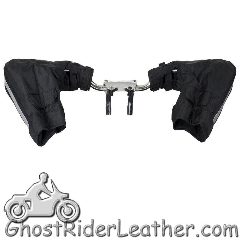 Black Polyester Motorcycle Handlebar Mitts - GRL-HW650-DL - Image 3