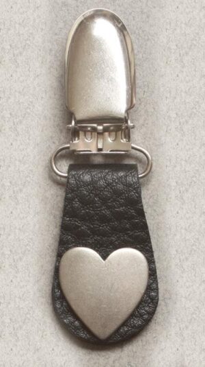 Pair of Biker Boot Clips - Heart - Black and Silver - Motorcycle - J122-16-DS