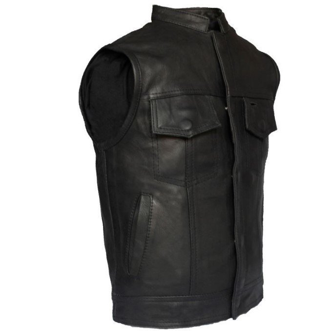 Leather Motorcycle Vest - Kid's - Black Leather - KD320-DL - Image 7