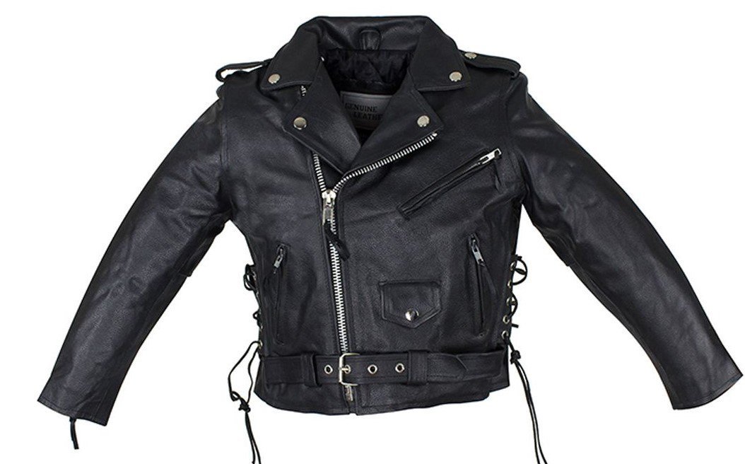 Leather Motorcycle Jacket - Kid's - Teen's - Side Laces - KD344-TEEN-DL - Image 5