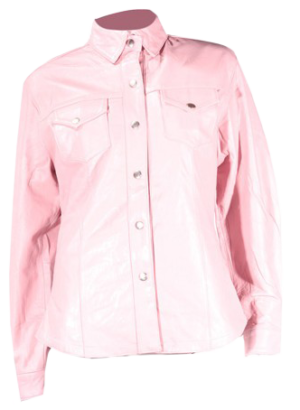 Leather Shirt - Women's - Pink - Snap Closure - LJ276-PINK-09-DL