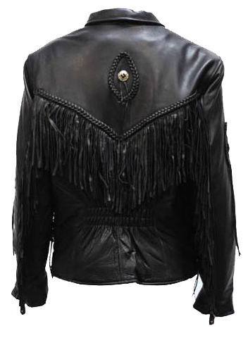Leather Motorcycle Jacket - Women's - Braid and Fringe Design - LJ280-RC-DL - Image 2