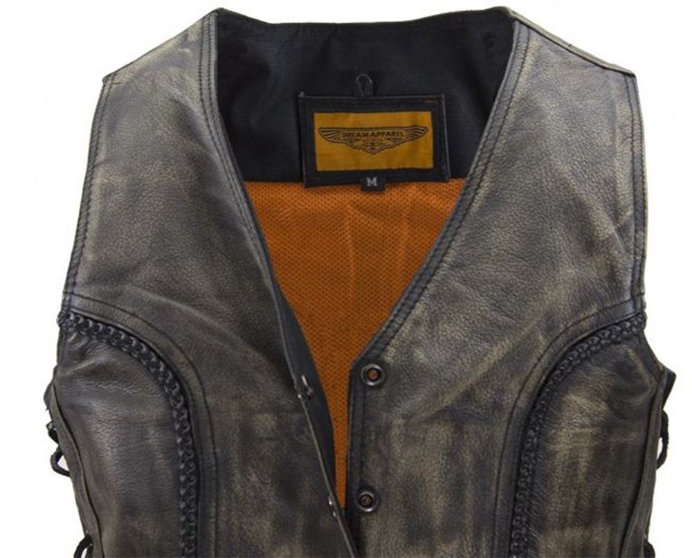 Leather Motorcycle Vest - Women's - Distressed Brown - Longer - LV221-12-LONG-DL - Image 7
