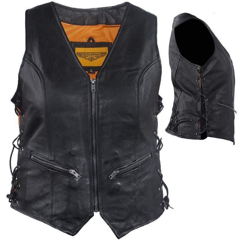 His and Hers Zipper Front Premium Leather Vests With Side Laces / SKU GRL-MV310-ZIP-11-LV8509-DL - Image 5