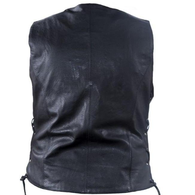 Women's Leather Motorcycle Vest with Satin Nickel Studs - SKU LV8510-DL - Image 3