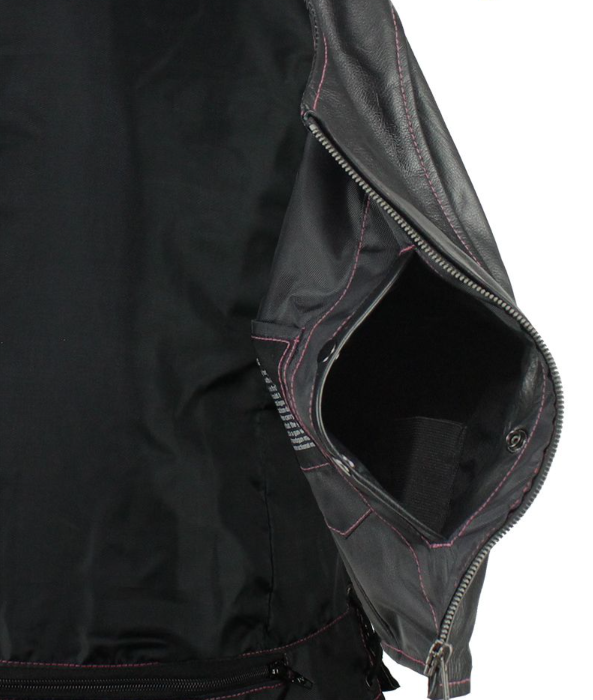 Leather Vest - Women's - Concealed Gun Pockets - Pink Stitching - LV8526-11-PINK-DL - Image 3