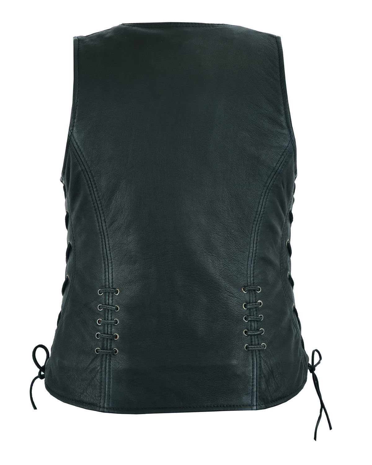 Leather Vest - Women's - Concealed Gun Pockets - Grommets - LV8530-07-DL - Image 2