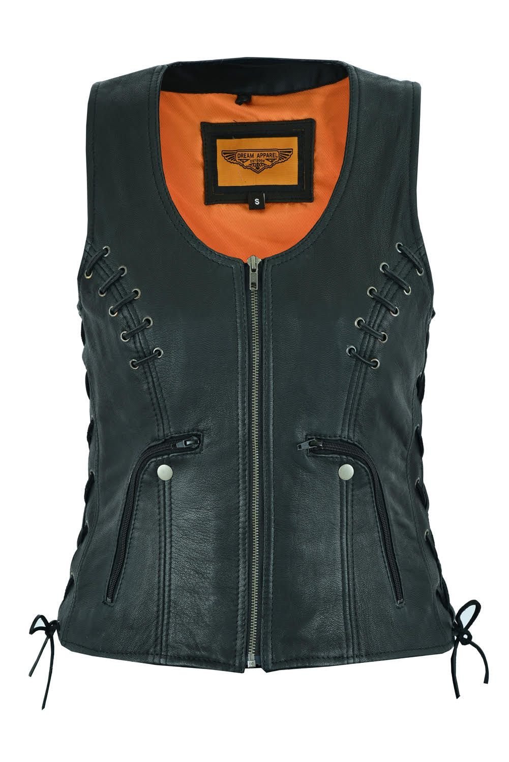Leather Vest - Women's - Concealed Gun Pockets - Grommets - LV8530-07-DL - Image 3