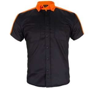 Motorcycle Mechanic Shirt - Men's - Black and Orange - Up To Size 4XL - MECS-BLK-ORANGE-DL