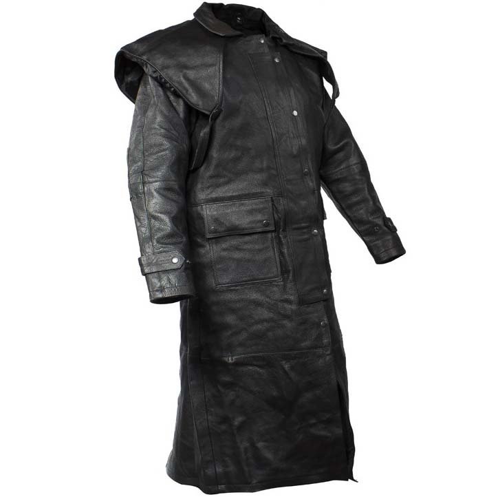 Leather Duster Coat - Men's - Cowboy Long Coat - MJ600-SS-DL - Image 2