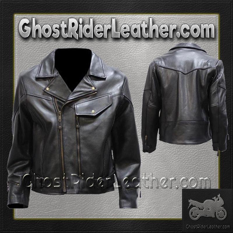 Leather Motorcycle Jacket - Men's - Premium Braid - Pistol Pete - MJ708-DL - Image 5