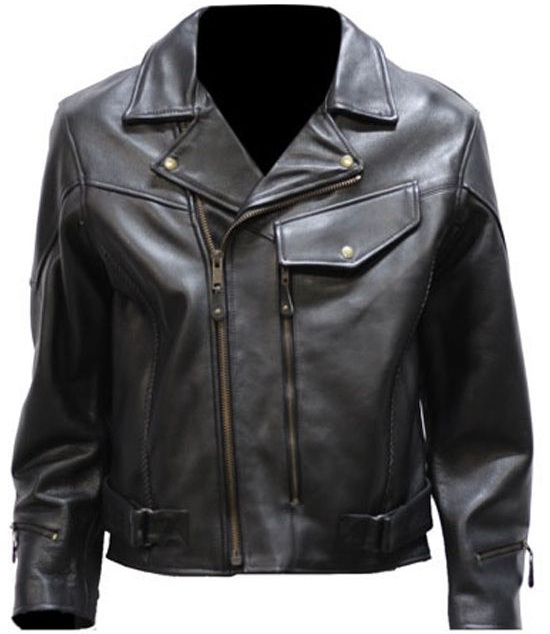 Leather Motorcycle Jacket - Men's - Braid - Pistol Pete - MJ708-SS-DL