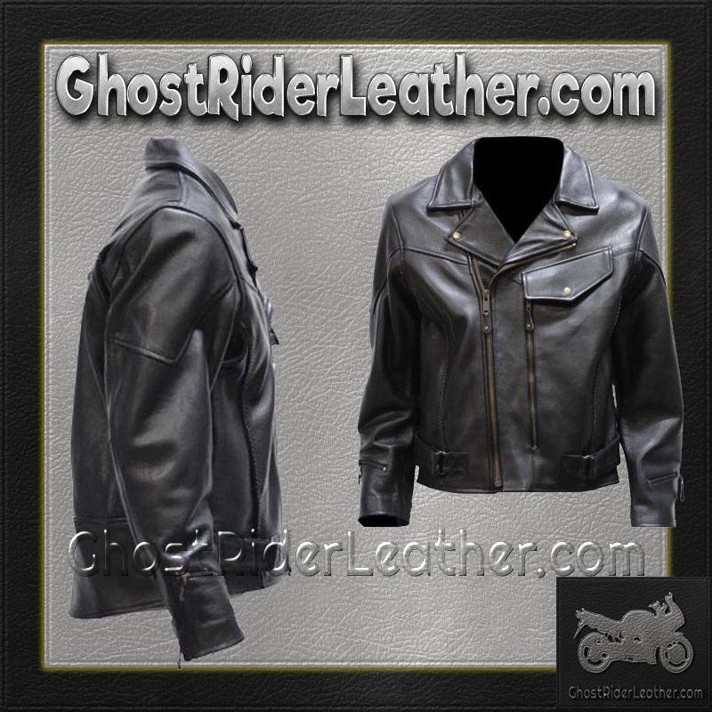 Leather Motorcycle Jacket - Men's - Premium Braid - Pistol Pete - MJ708-DL - Image 7