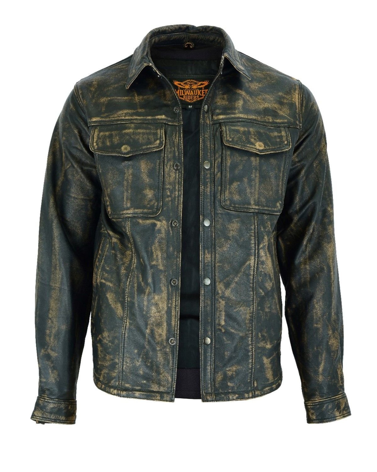 Leather Shirt - Men's - Distressed Brown - Up To 3XL - Concealed Carry Pockets - MJ777-12L-NEW-DL - Image 4