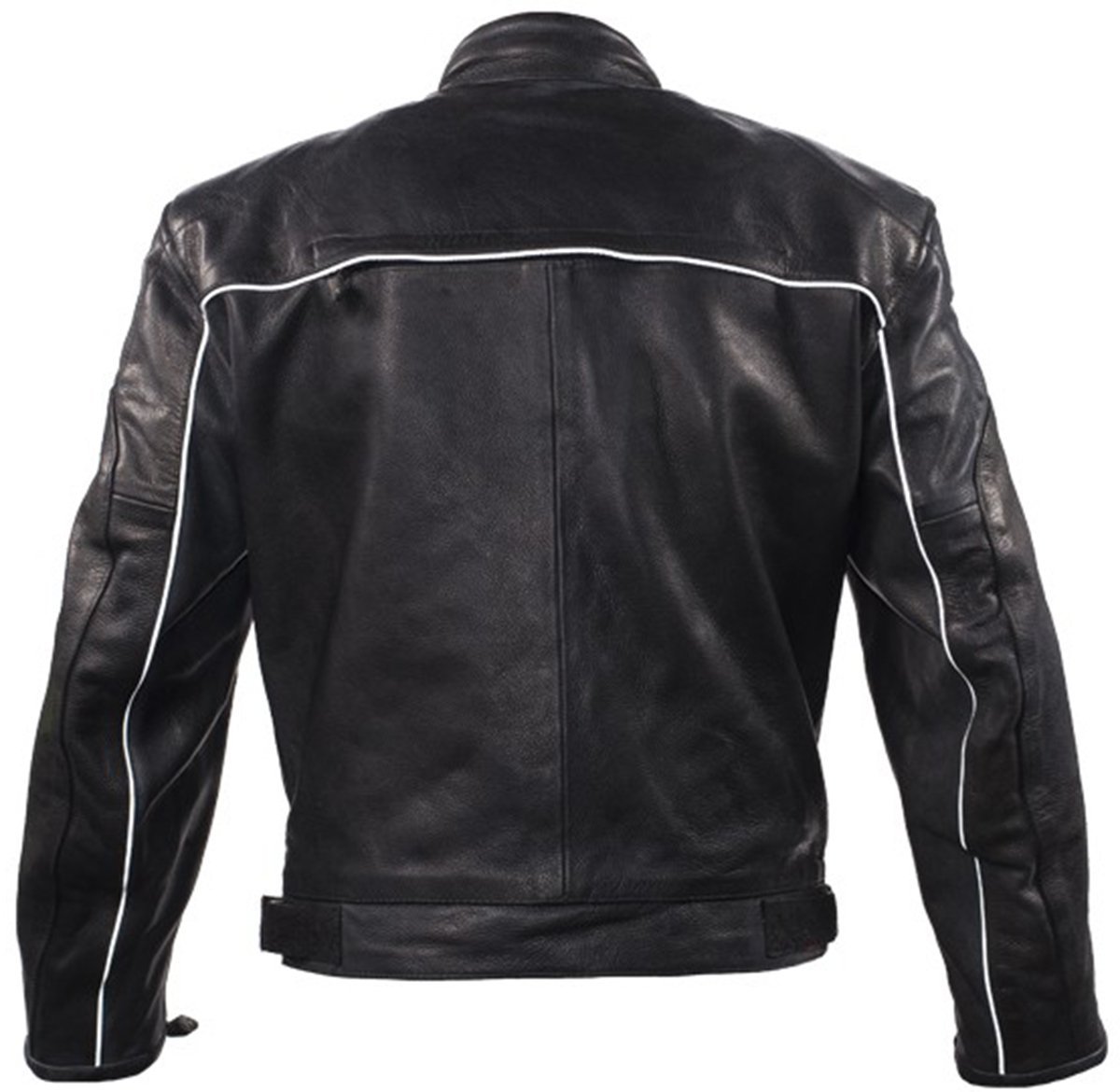 Leather Motorcycle Jacket - Men's - Black - Reflective Piping - MJ780-BLK-DL - Image 2