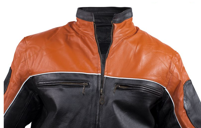 Leather Motorcycle Jacket - Men's - Orange and Black - MJ780-ORG-DL - Image 3