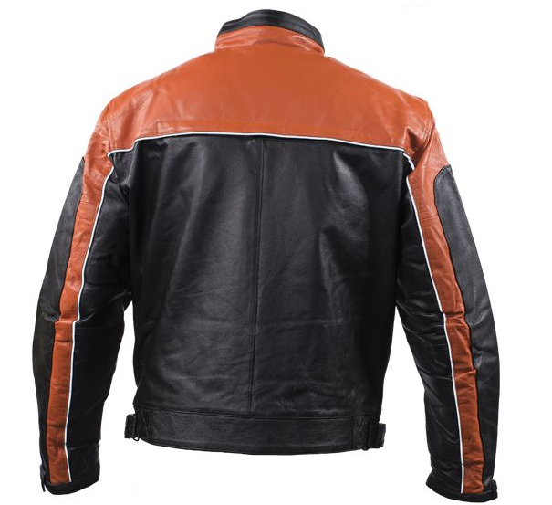 Leather Motorcycle Jacket - Men's - Orange and Black - MJ780-ORG-DL - Image 2