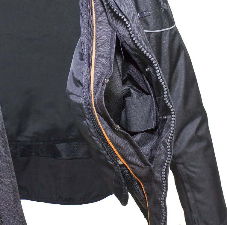 Textile Motorcycle Jacket - Reflective Skulls - Up To 64 - Concealed Carry Pockets - MJ825-CC-DL - Image 3