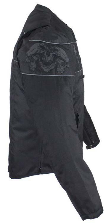 Textile Motorcycle Jacket - Reflective Skulls - Up To 64 - Concealed Carry Pockets - MJ825-CC-DL - Image 6