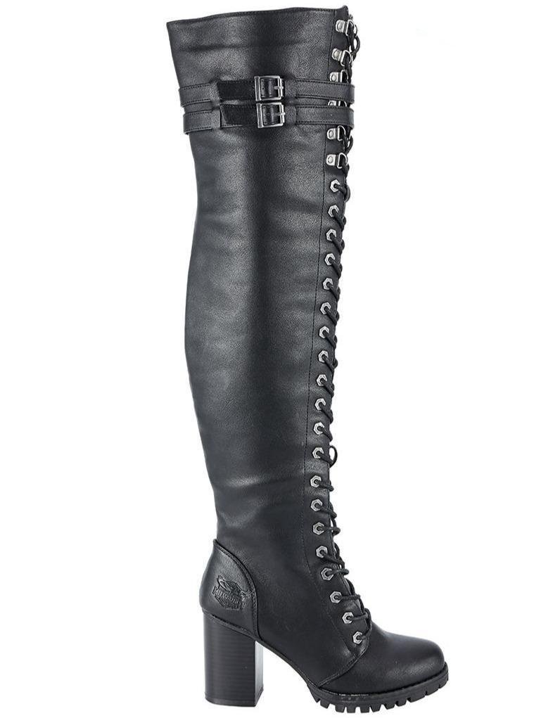 Motorcycle Boots - Women's - Knee High - Chunky Heel and Zipper - MR-BTL7003-DL - Image 4