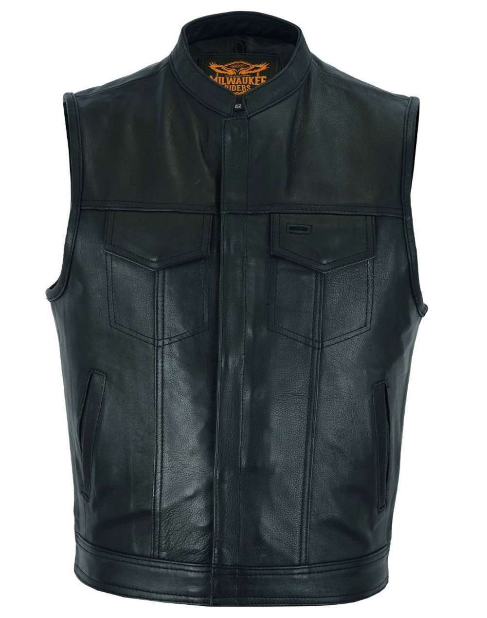 Leather Motorcycle Vest - Men's - Club Style - Up To 64 - MR-MV7320-ZIP-11-DL - Image 3