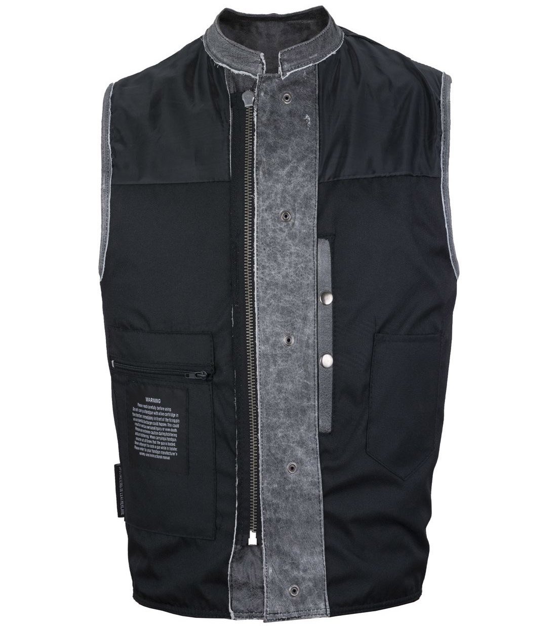 Gray Leather Motorcycle Vest - Men's - Club Style - Up To 64 - MR-MV7320-ZIP-16-DL - Image 5