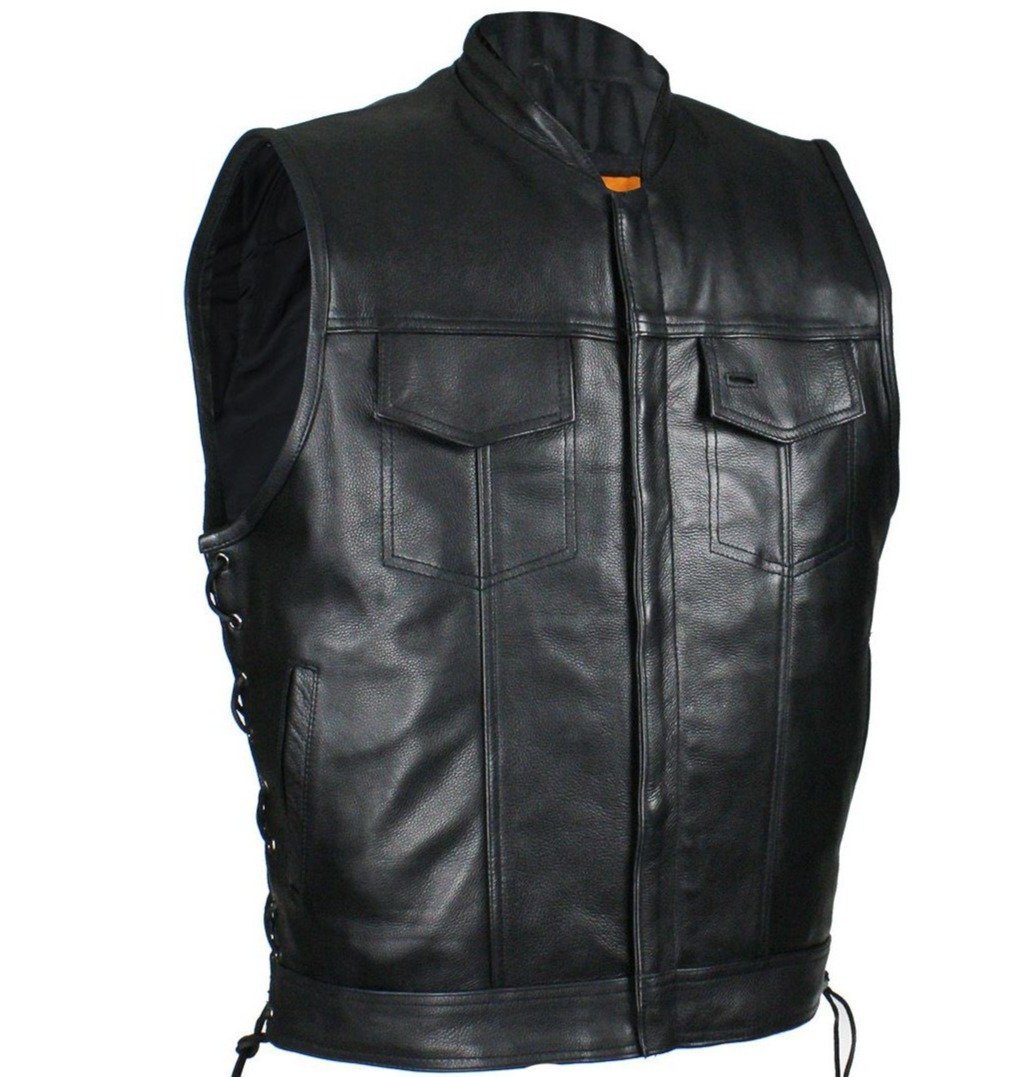 Leather Motorcycle Vest - Men's - Up To Size 64 - Club - MV9320-ZIP-11-DL - Image 2