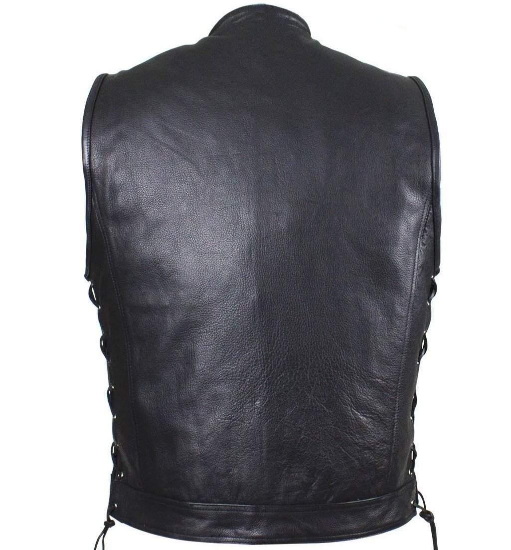 Leather Motorcycle Vest - Men's - Up To Size 64 - Club - MV9320-ZIP-11-DL - Image 3