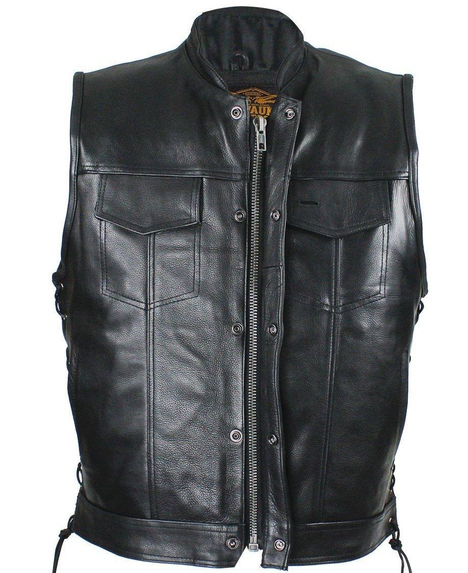 Leather Motorcycle Vest - Men's - Up To Size 64 - Club - MV9320-ZIP-11-DL - Image 7