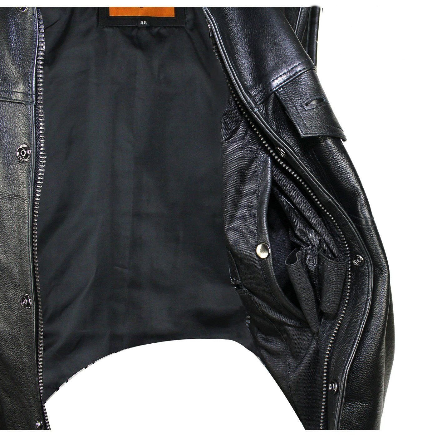 Leather Motorcycle Vest - Men's - Up To Size 64 - Club - MV9320-ZIP-11-DL - Image 10