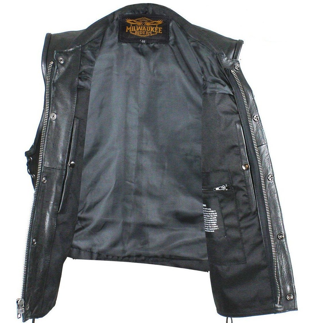 Leather Motorcycle Vest - Men's - Up To Size 64 - Club - MV9320-ZIP-11-DL - Image 11