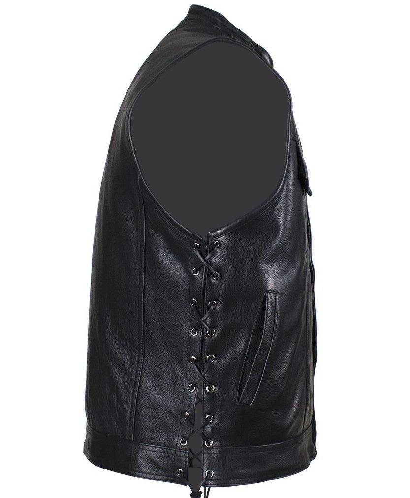 Leather Motorcycle Vest - Men's - Up To Size 64 - Club - MV9320-ZIP-11-DL - Image 14