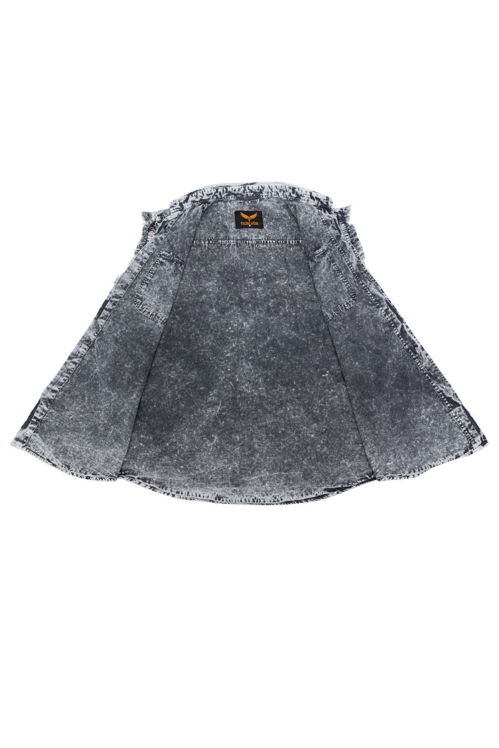 Denim Work Shirt - Men's - Black and White - Sleeveless - Up To 4XL - MSLW-BLK-WHITE-DL - Image 4