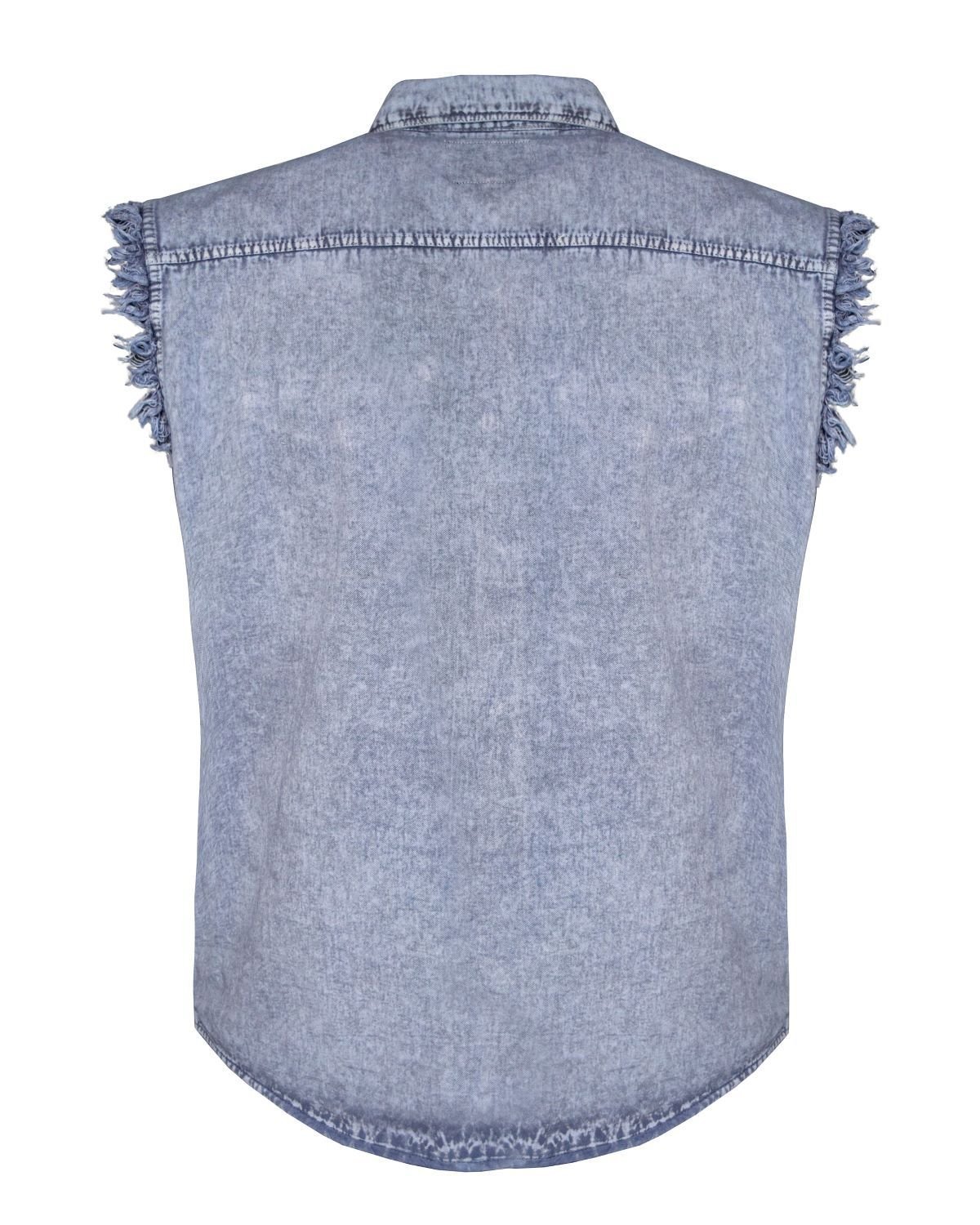 Denim Work Shirt - Men's - Sky Blue - Sleeveless - Flap Pockets - MSLW-SKY-BLUE-DL - Image 2