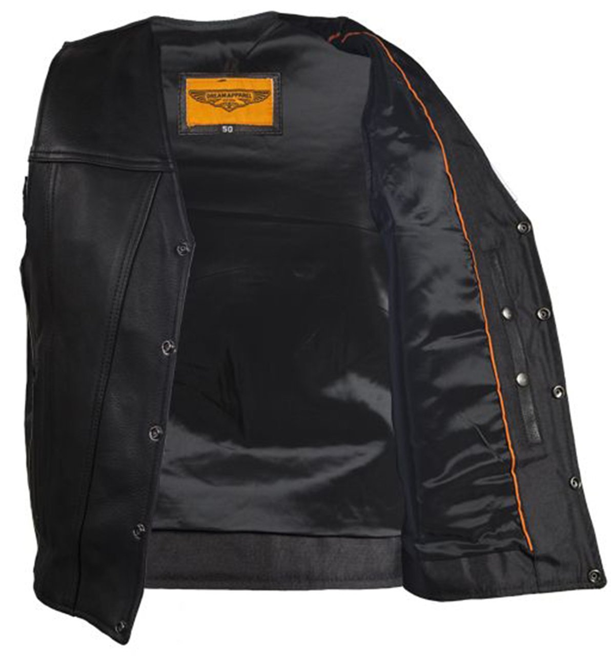 Leather Motorcycle Vest - Men's - Club Style - Gun Pockets - Up To Size 64 - MV8014-11-DL - Image 7