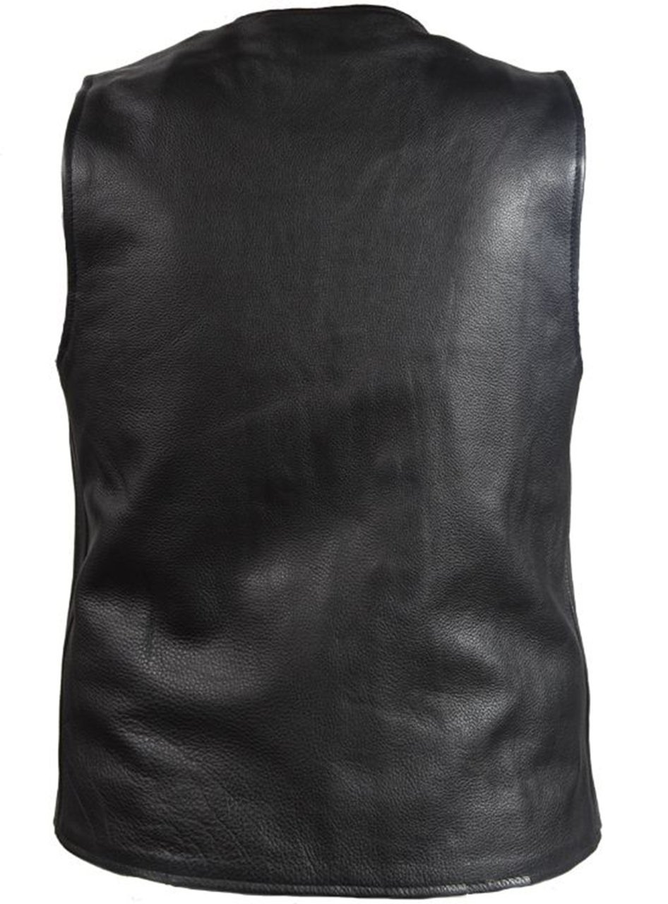 Leather Motorcycle Vest - Men's - Club Style - Gun Pockets - Up To Size 64 - MV8014-11-DL - Image 12