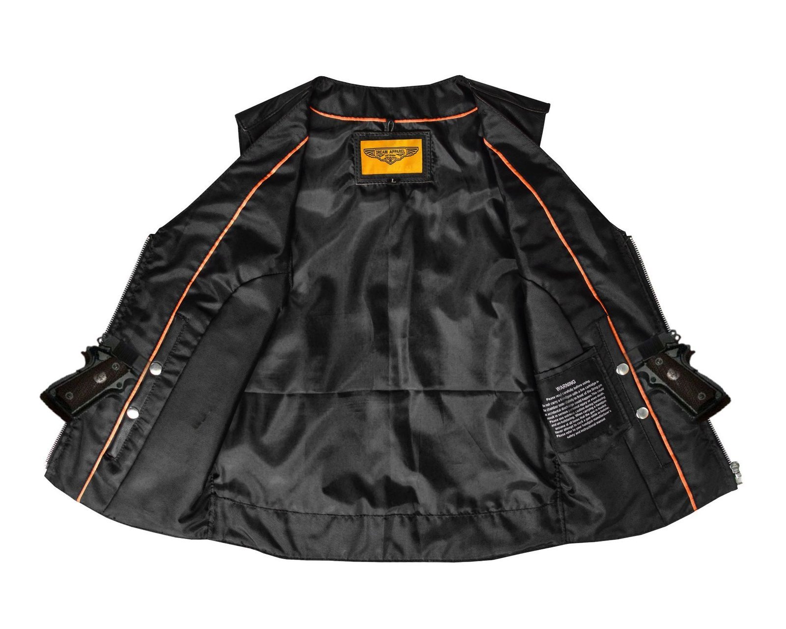 Leather Motorcycle Vest - Women's - Studs - Conchos - Zipper - N-LV8505-11-DL - Image 4