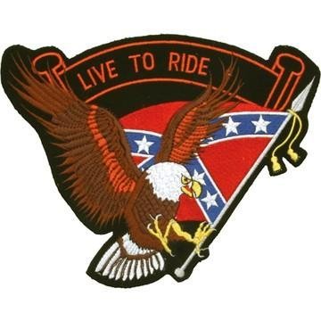 Eagle with Rebel Flag and Live To Ride Banner Patch - PAT-B109-DL