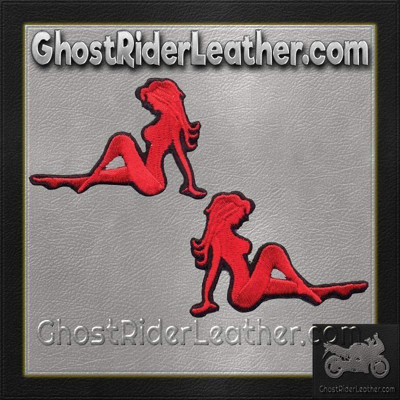 Vest Patches - Two Sexy Mudflap Girl Patches in Red - PAT-D525-D526-DL - Image 3