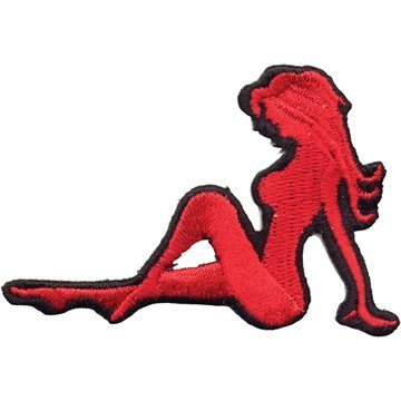 Vest Patches - Two Sexy Mudflap Girl Patches in Red - PAT-D525-D526-DL - Image 2