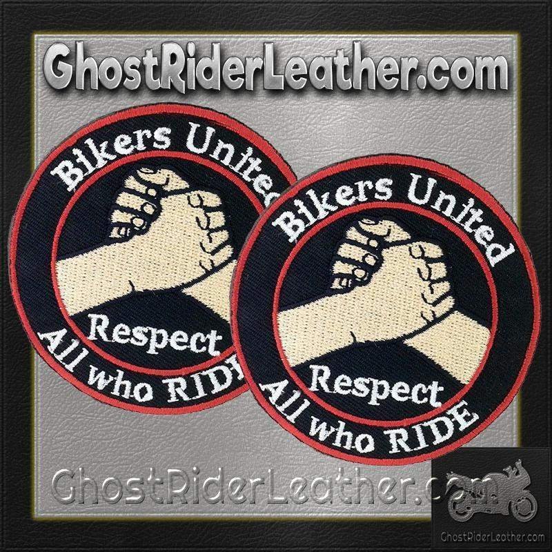 Vest Patches - Two Bikers United Respect All Who Ride - PAT-D575-DL - Image 2