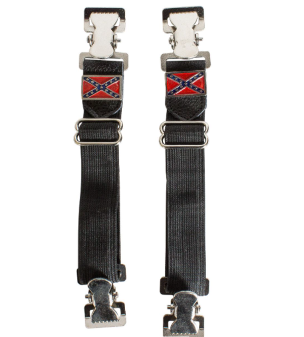 Pair of Biker Boot Clips - Rebel Flag - Confederate - Alligator - PK8-NB-DL