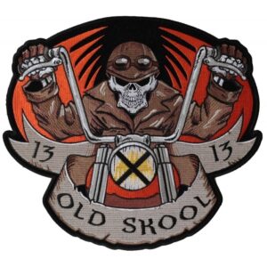 Vest Patch - Old Skool 13 - Skull - Rider - Large - PL6037-DS