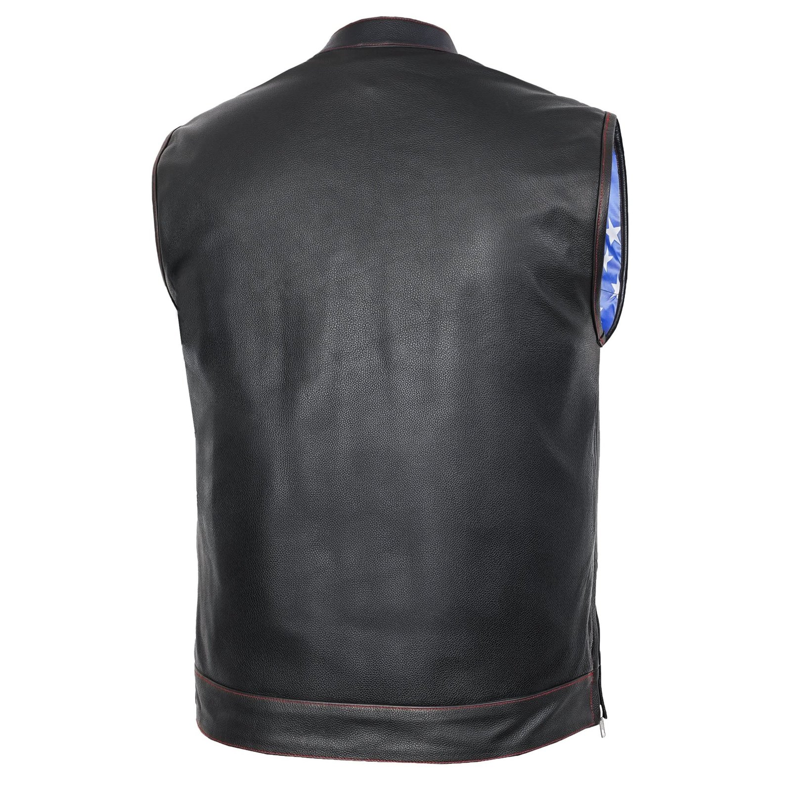 American Pride - Men's Leather Vest with USA Flag Lining