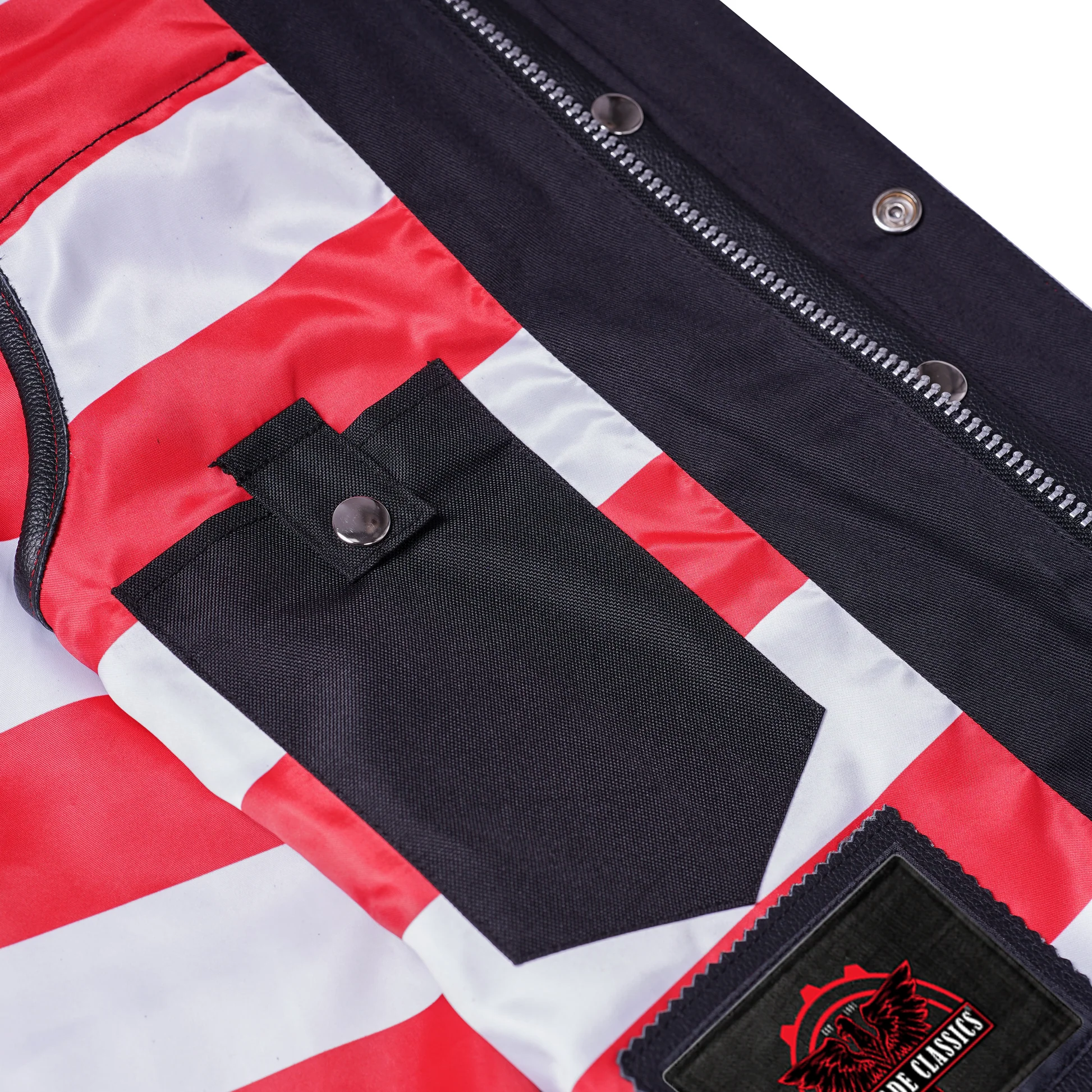 American Pride - Men's Leather Vest with USA Flag Lining