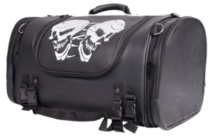Motorcycle Sissy Bar Bag with Reflective Skulls - Medium - Biker Gear Bags - SB84-SKULL-MED-DL