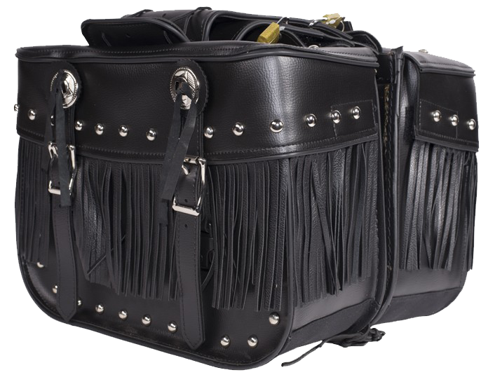 Saddlebags - PVC - Fringe - Studs - Lock - SD4030-PV-DL