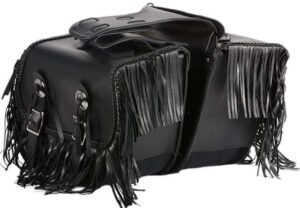 Saddlebags - PVC - Fringe - Braid - Conchos - Motorcycle - Lock - SD4038-PV-DL